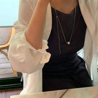 Bold necklace long silver chain drop