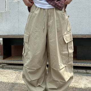 [UNISEX] Elastic Waist Big Balloon Cotton Cargo Pants