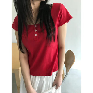 Punched Henley Neck Tee (White)