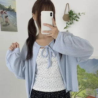 (Under the Air Conditioner/Sal-Anta Item) Baho Ribbon Summer Cardigan