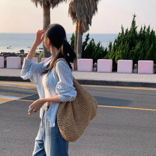 Baron Rattan Mesh Vacation Big Shoulder Bag