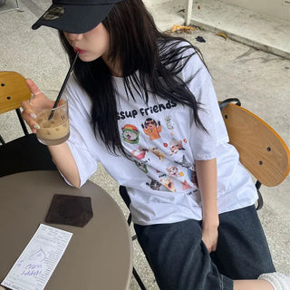 [UNISEX] Cat Friends Oversized Short Sleeve T-shirt 1 color