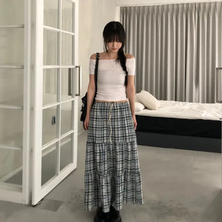 Maybe Check Long Skirt (2 colors)