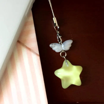 Special Feature (12 colors) Mini Pearl Wing Formica Star Keyring Wishcore Keyholder Phone Decor AirPods Buds Star Phone Strap Loop iPhone Galaxy Phone Keyring Mobile Phone Strap