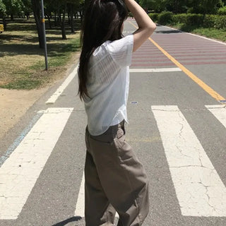 Button Cotton Wide Pants