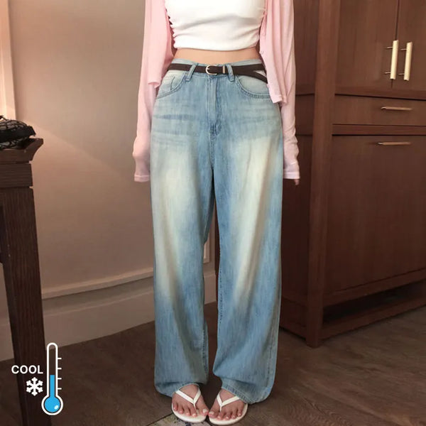 Perish Teen Washed Summer Denim Wide Pants