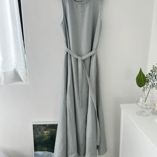 Salt High-Neck Drape Tie Dress