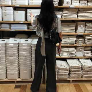 Lauren Women's Pintuck Wide Spring Long Slacks