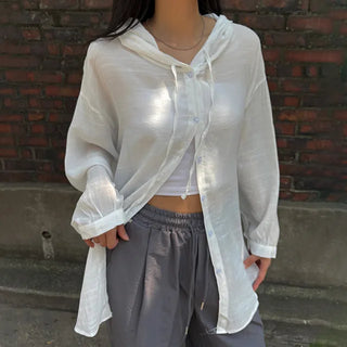Arim Loose Fit See-through Hoodie Shirt
