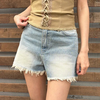 Fizz Vintage Washed Tassel Denim Shorts