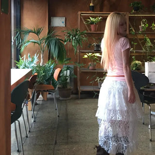 Cosage lace unbalanced skirt