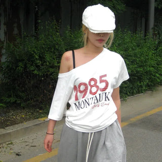 1985 off-shoulder T-shirt
