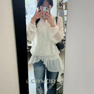 [Rainy Season Look] Dot Frill Hooded Windbreaker Jumper 1 color