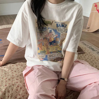 Printed Oversized Summer Short Sleeve T-shirt  Boxy Tee