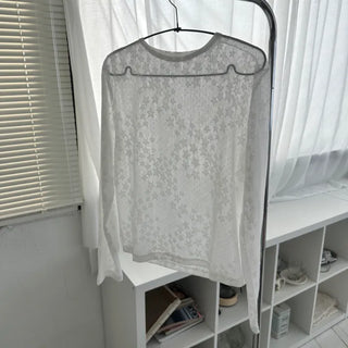 Sheer Star Lace See-through Long Sleeve Tee