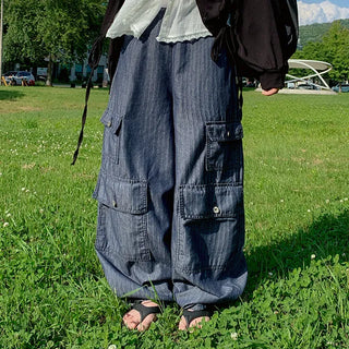 Eren String Balloon Cargo Pants Summer Big Size Strap Wide Curvy Cotton Pants Cotton Trousers Refrigerator Pants
