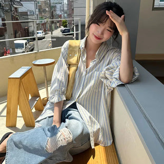 Vanilla Stripe Loose Fit Shirt 1 Color