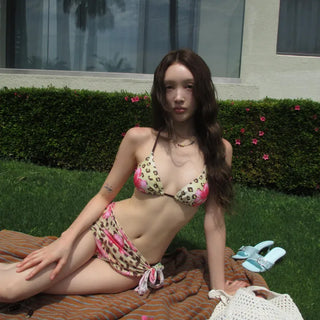 Leopard flower bikini