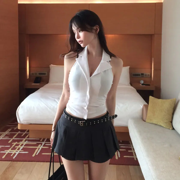 Jenid Pinstripe Pleated Skirt Pants