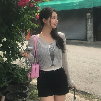 Kiru Mesh Knit Ribbon Bolero
