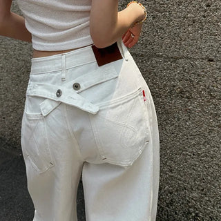 Crossbody Back Button Folding Cotton Pants