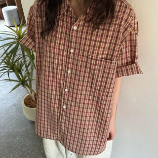 [Unisex] Fever Short Sleeve Check Shirt (2 colors)