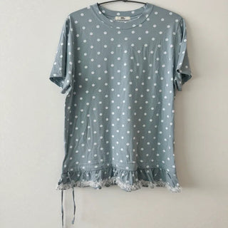 Brin Frill Wrap Shirring Dot Short Sleeve Tee
