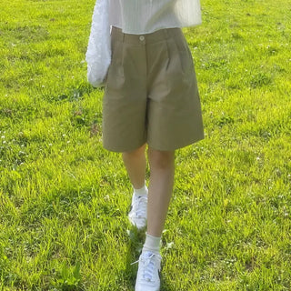 Bread Pintuck Half Pants   Summer Shorts Cotton Pants