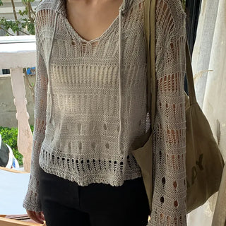 Fransum Bohemian Layered See-through Mesh Knit