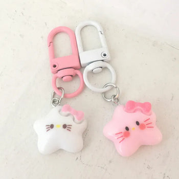 Star ribbon cat keyring