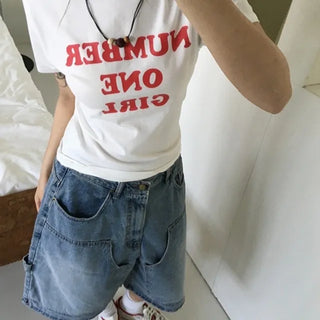 Number Lettering Short Sleeve T-shirt