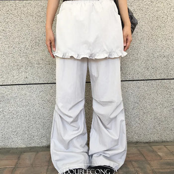 Frill Pintuck Skirt Pants