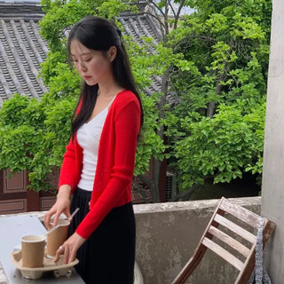 Hyde Linen Ribbed V-Neck Knit Cardigan