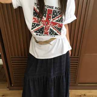 Loop Check Long Skirt