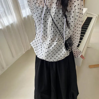 Maybe Dot See-through High-Neck Zip-Up Hoodie