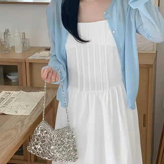 Round Sheer Long Sleeve Cardigan  Linen Cardigan
