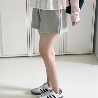 Lace Shorts Track Elastic Waist Shorts  Training Shorts