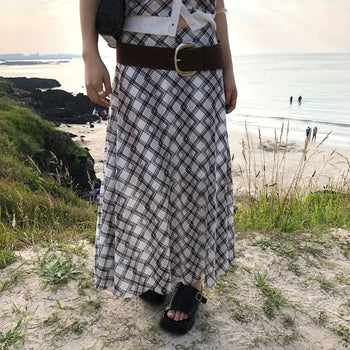 Check Long Skirt