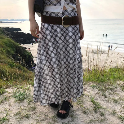 Check Long Skirt