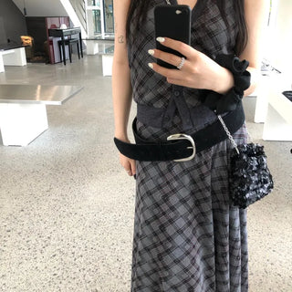 Check Long Skirt