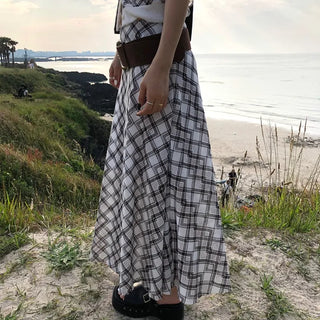 Check Long Skirt