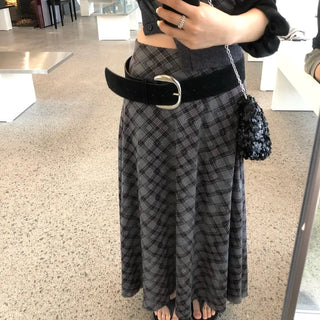 Check Long Skirt