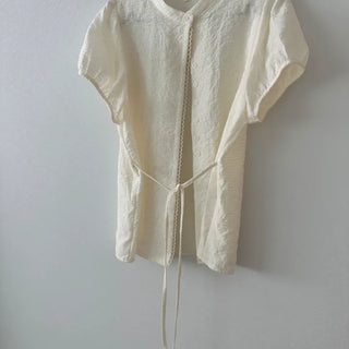 Signal Seersucker Puff Strap Short Sleeve Blouse