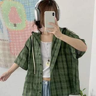 [UNISEX] Chesi Short Sleeve Check Hoodie