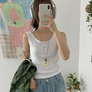 Dover button summer sleeveless top