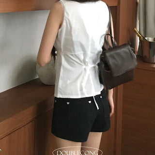 Heart Stud Ribbed Shorts