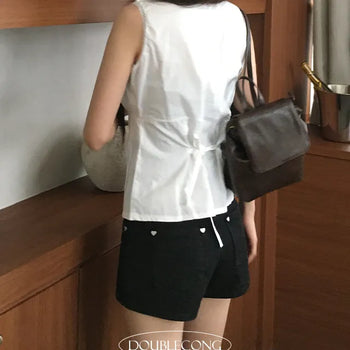Heart Stud Ribbed Shorts