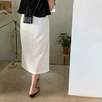 Rubia Summer Rustling H-Line Front Slit Long Skirt
