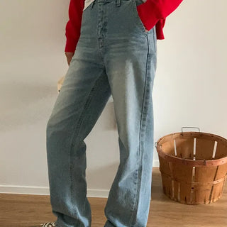 Cizennies Straight Fit Washed Denim Pants