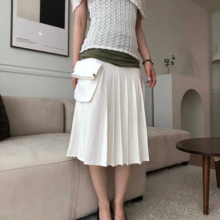 Oka Pocket Midi Skirt | Pleated Midi Skirt